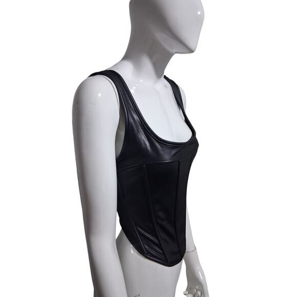 Avec Les Filles Women's size M Faux-Leather Whimsigoth Witchy Seamed Bustier Top - Picture 6 of 12